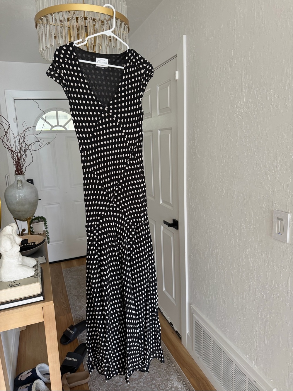 Black and White Polka Dot Maxi Dress - cut on the bias